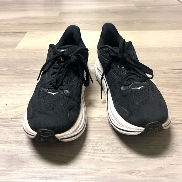 Hoka One One Shoes Women Sz 8.5 Clifton 10 Black White Athletic Running Sneakers - Picture 4 of 12